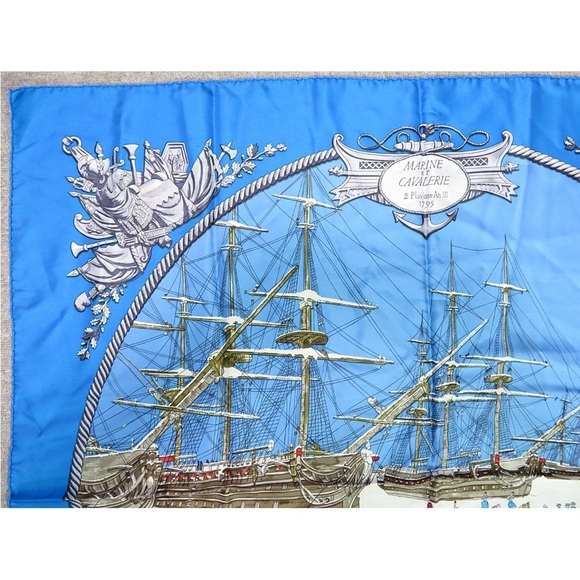 Hermes Blue Marine Scarf - Picture 2 of 11